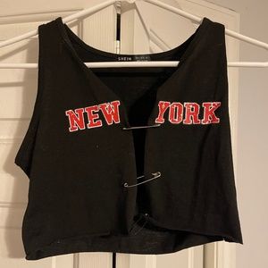 Black New York Crop Top